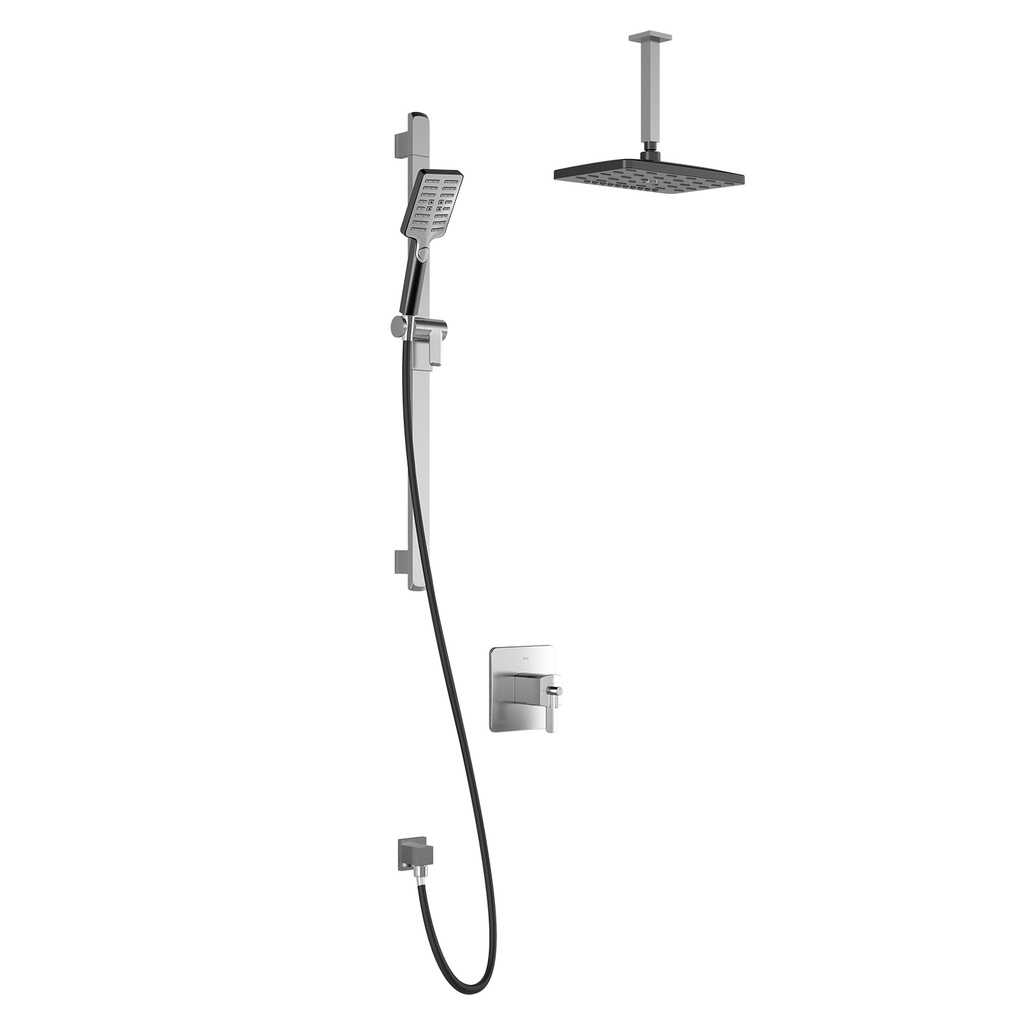 Grafik™ Tcd1 Premia : Aquatonik™ T/p Coaxial Shower System With Vertical Ceiling Arm Chrome/black