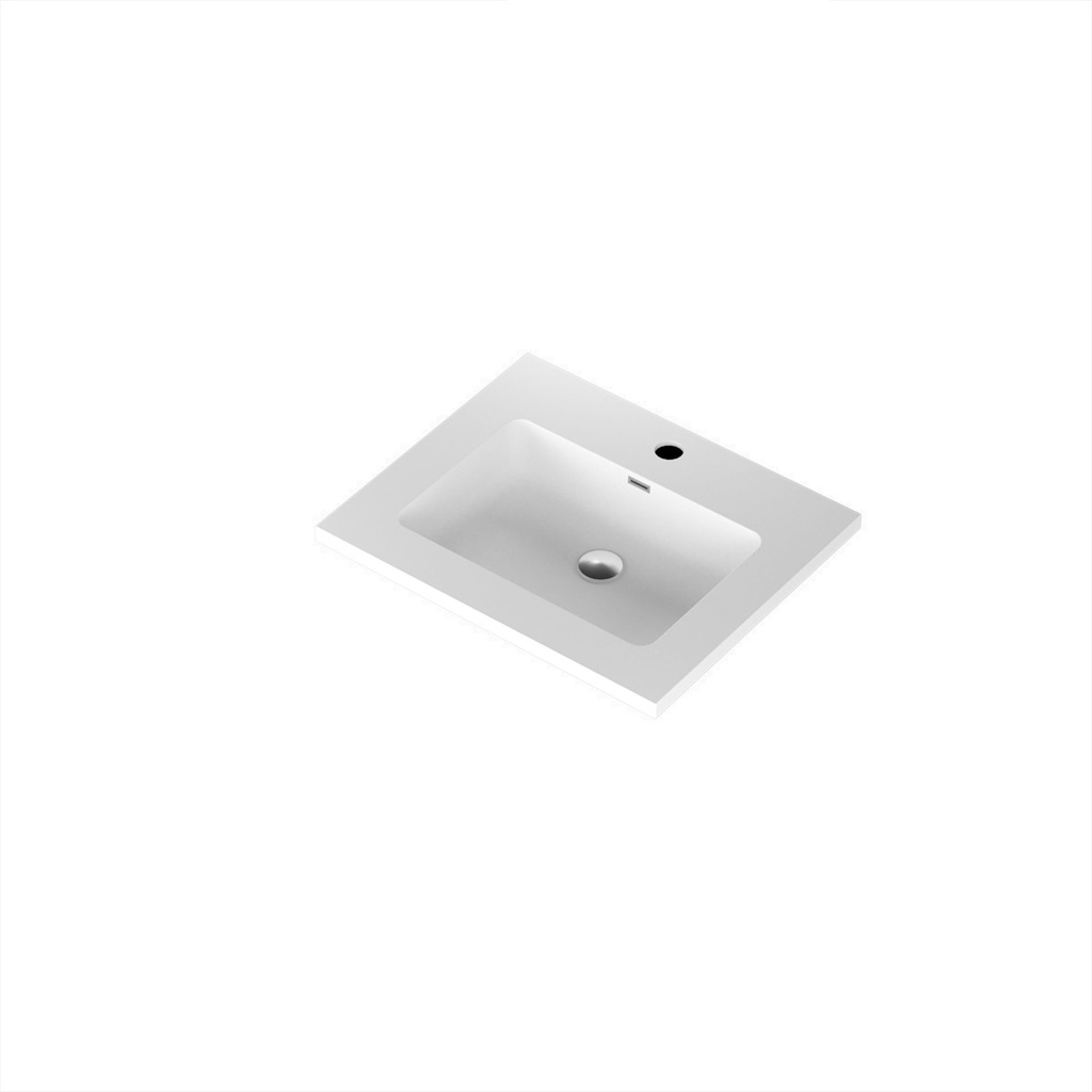 Aden 24" - Dessus de Lavabo Simple Centré en Surface Solide Blanc