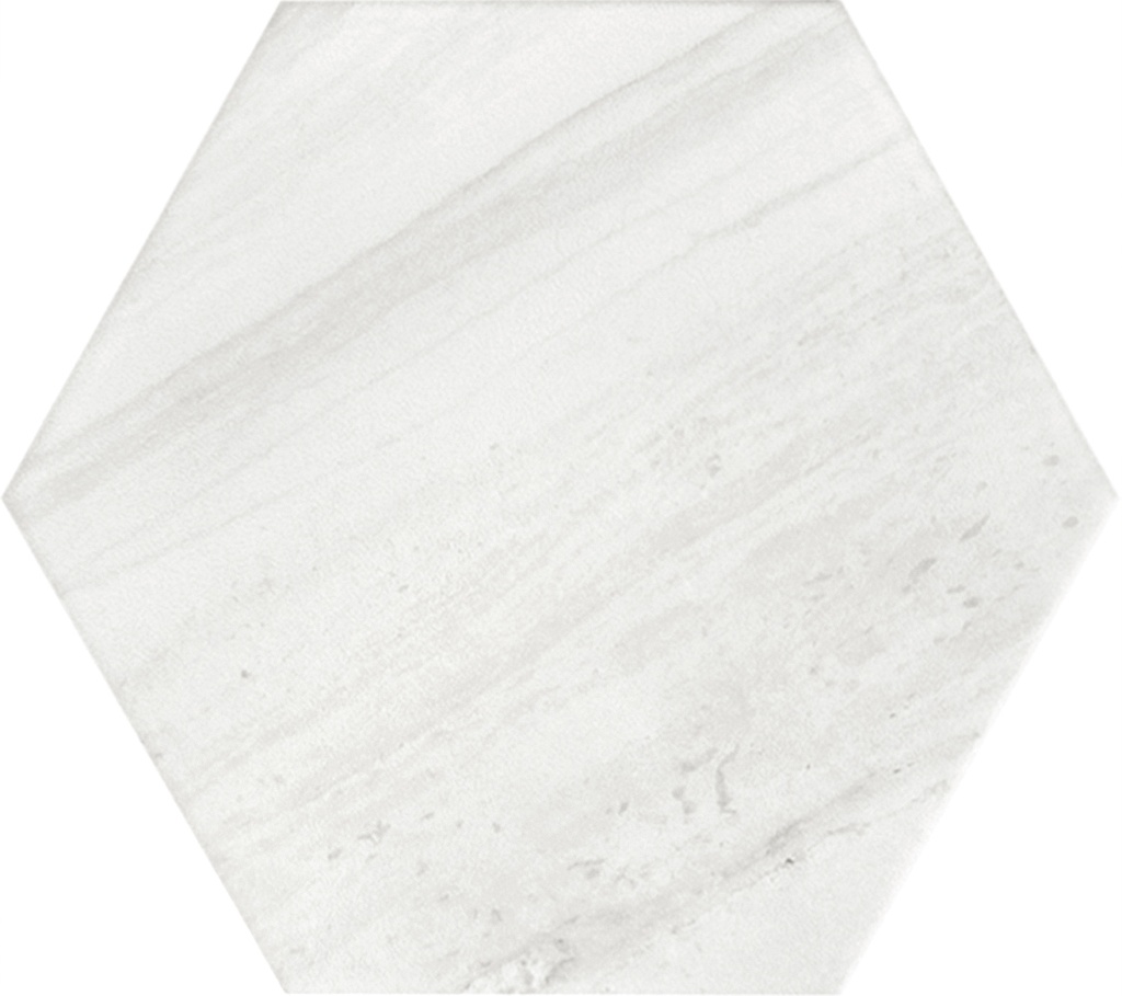 CARREAUX DE PORCELAINE LITHOS HEXAGON - 4.5 po x 4 po x 8.5 mm - WHITE - Boite de 50 morceaux