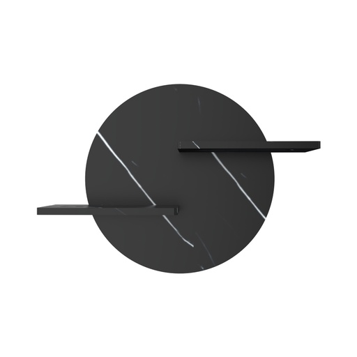 [AX051914BM] Support à étagères rond au fini noir marquina