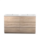 Meuble-lavabo de plancher Berlin 60" chêne contemporain avec dessus double blanc