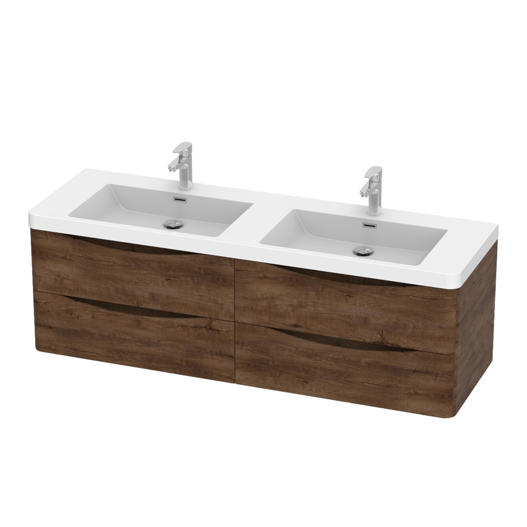 Meuble-lavabo Mural Double Fiori 60" Rosewood